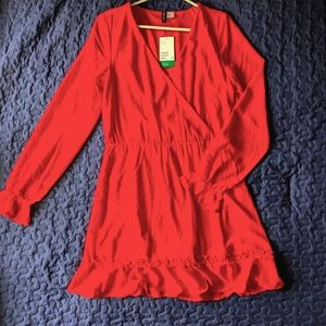 2/$25 H&M Red Faux Wrap Dress